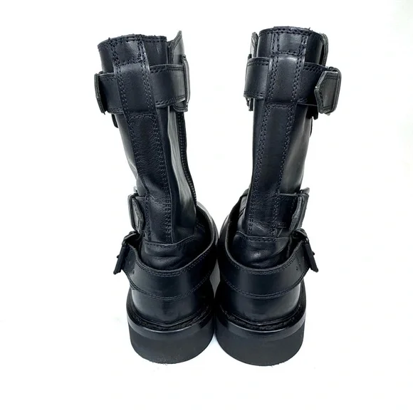 Ann Demeulemeester black triple buckle moto combat creeper women’s boots size 37 - Picture 11 of 16